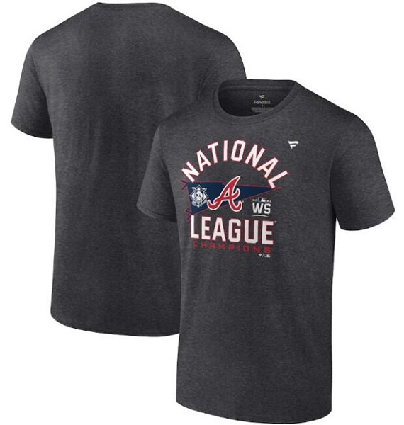 Men's Atlanta Braves 2021 Heathered Charcoal National League Champions Locker Room T-Shirt
